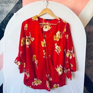 West Kei Red Floral Blouse